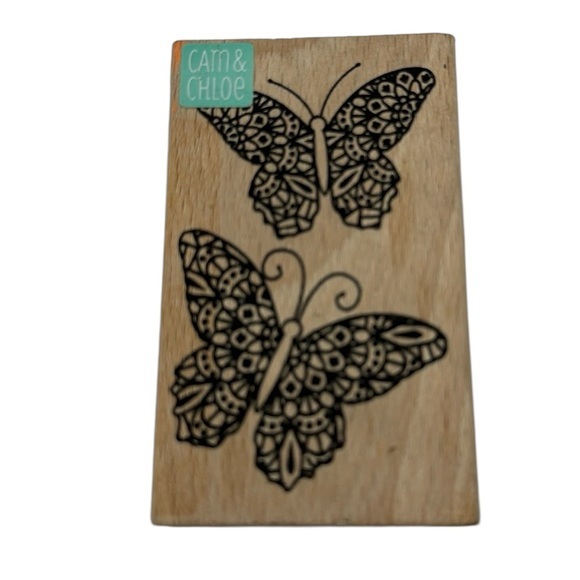 2‎ Butterflies Mounted Rubber Stamp - Picture 1 of 2